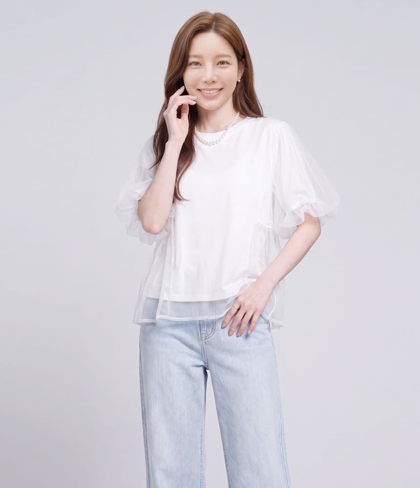 루즈핏 30수 실켓면 블루우스티